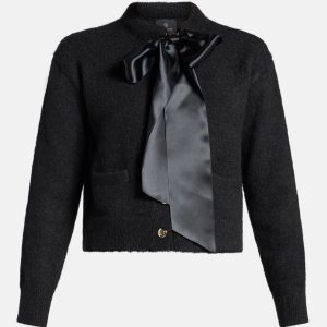 Rhodes Bow Nylon Cardigan in Black