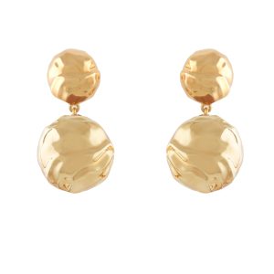 Large Dangling Orbs Earrings With Enamel in Gold