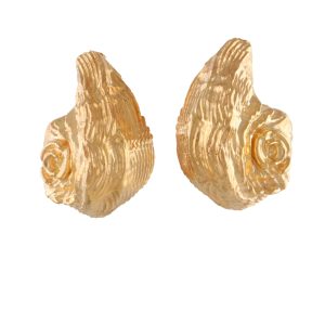 Statement Seashell Hoop Earrings in Gold
