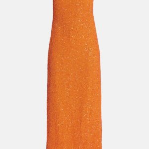 Sequins Sleeveless Maxi Dress in Orange