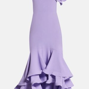 One Shoulder Tiered Ruffle Maxi Dress in Purple