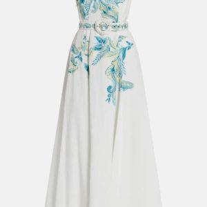 Sleeveless Maxi Dress in White and Blue