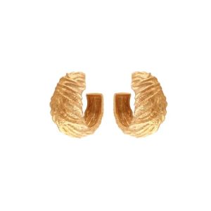 Large Seashell Texture Hoop Earrings in Gold