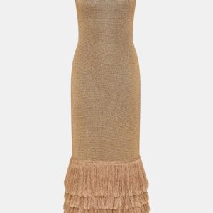 Breeze Knit Sleeveless Midi Dress in Beige