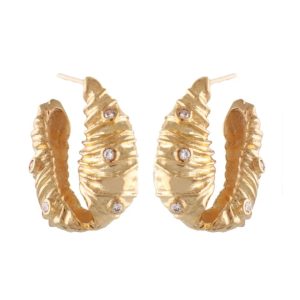 Seashells Earrings with Pave Stones in Gold
