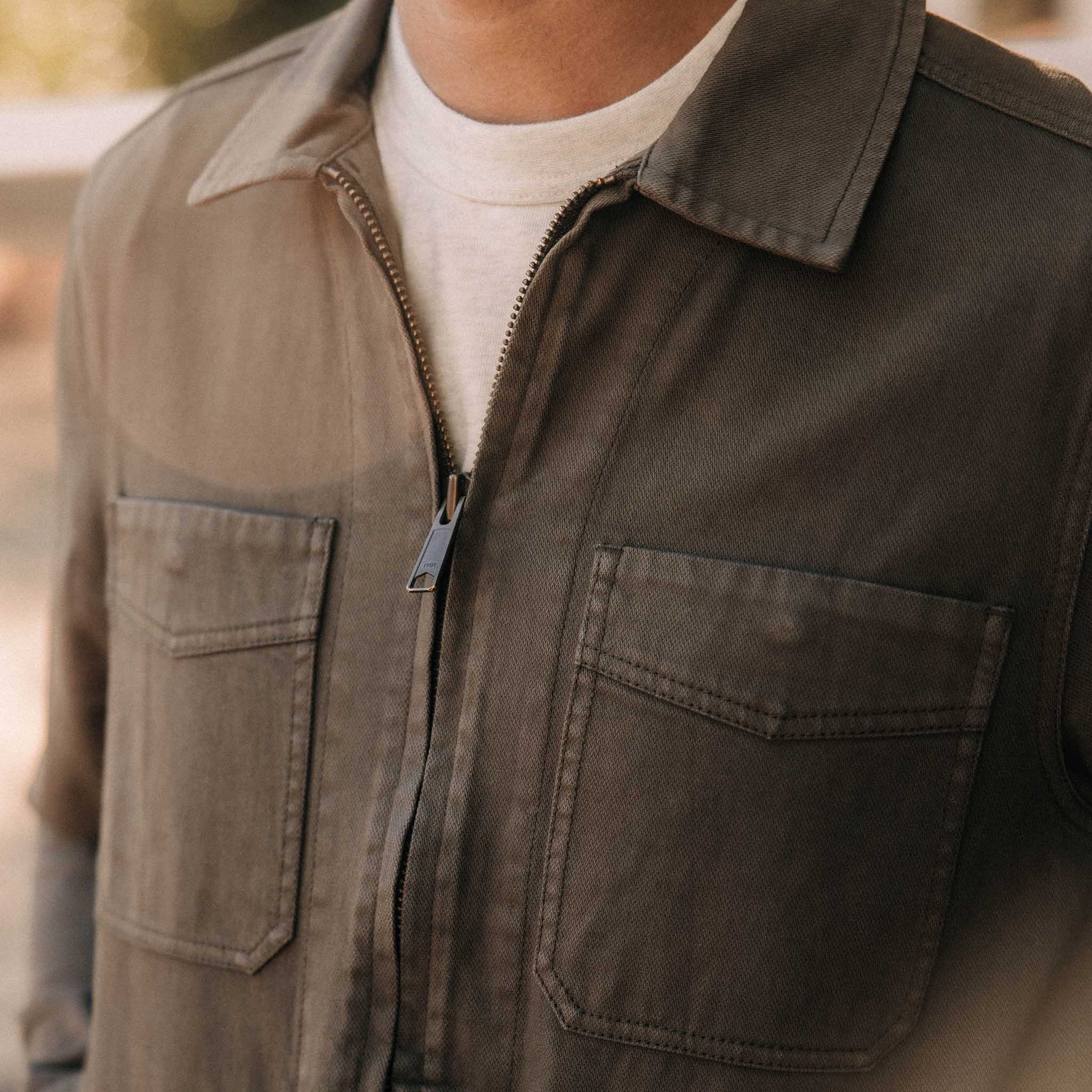 The Station Jacket in Fatigue Olive Broken Twill - Image 3