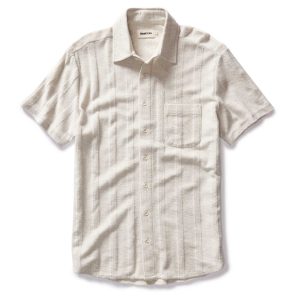 The Short Sleeve California in Heather Ash Pointelle Stripe