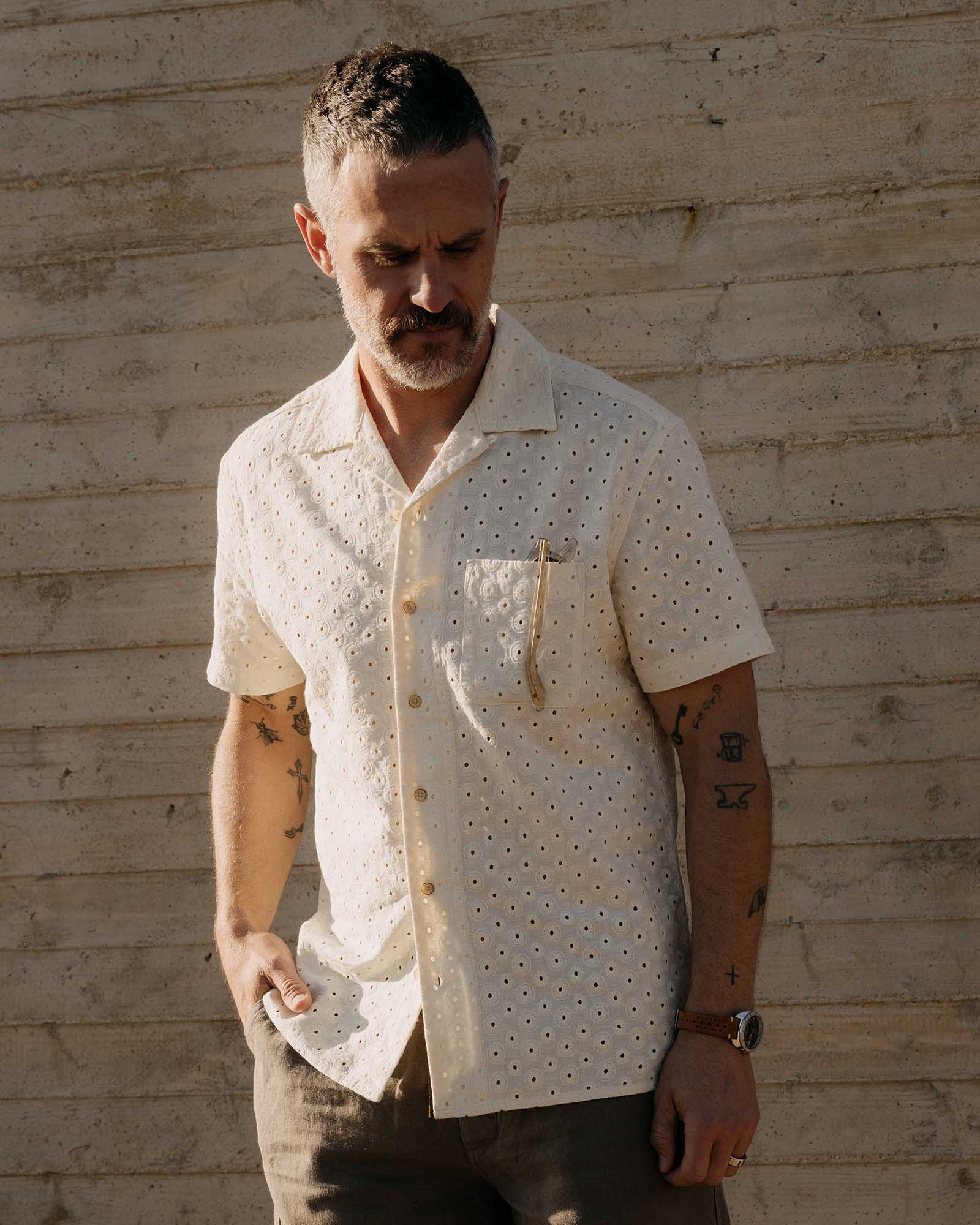 The Hawthorne Shirt in Vintage White Embroidered Eyelet - Image 2