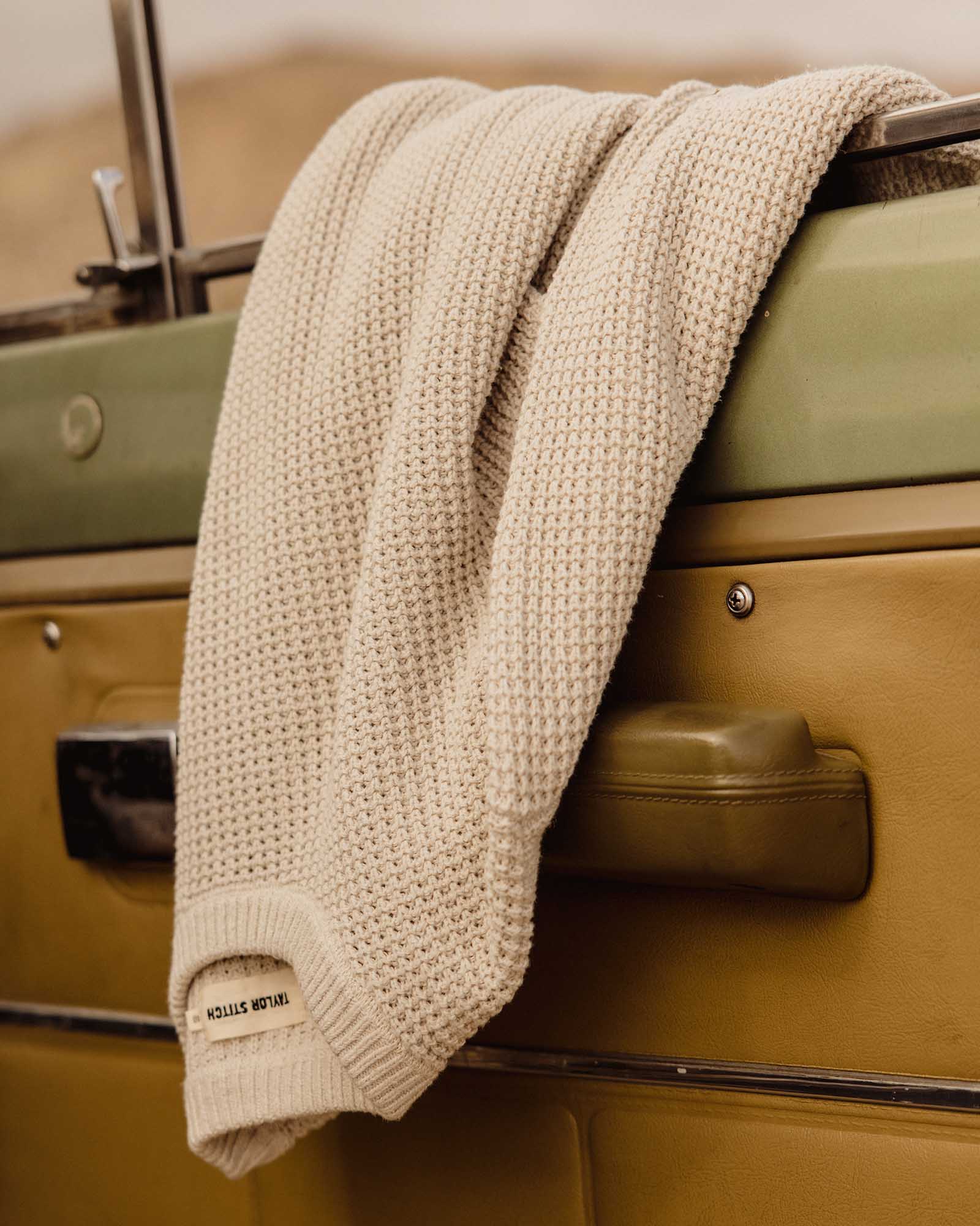 The Ranger Sweater in Heather Fog Linen Waffle - Image 3