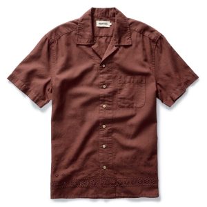 The Hawthorne Shirt in Red Wine Border Eyelet