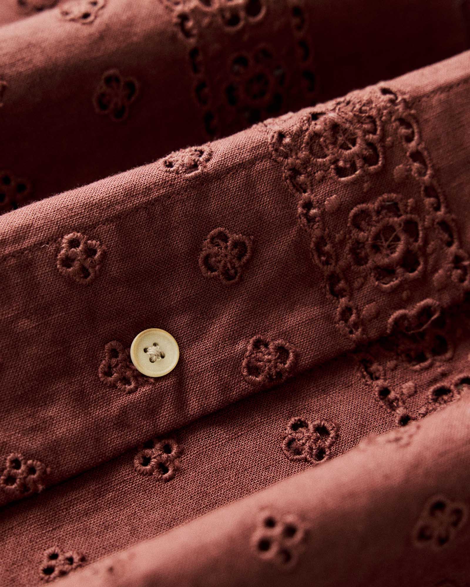 The Hawthorne Shirt in Red Wine Border Eyelet - Image 7